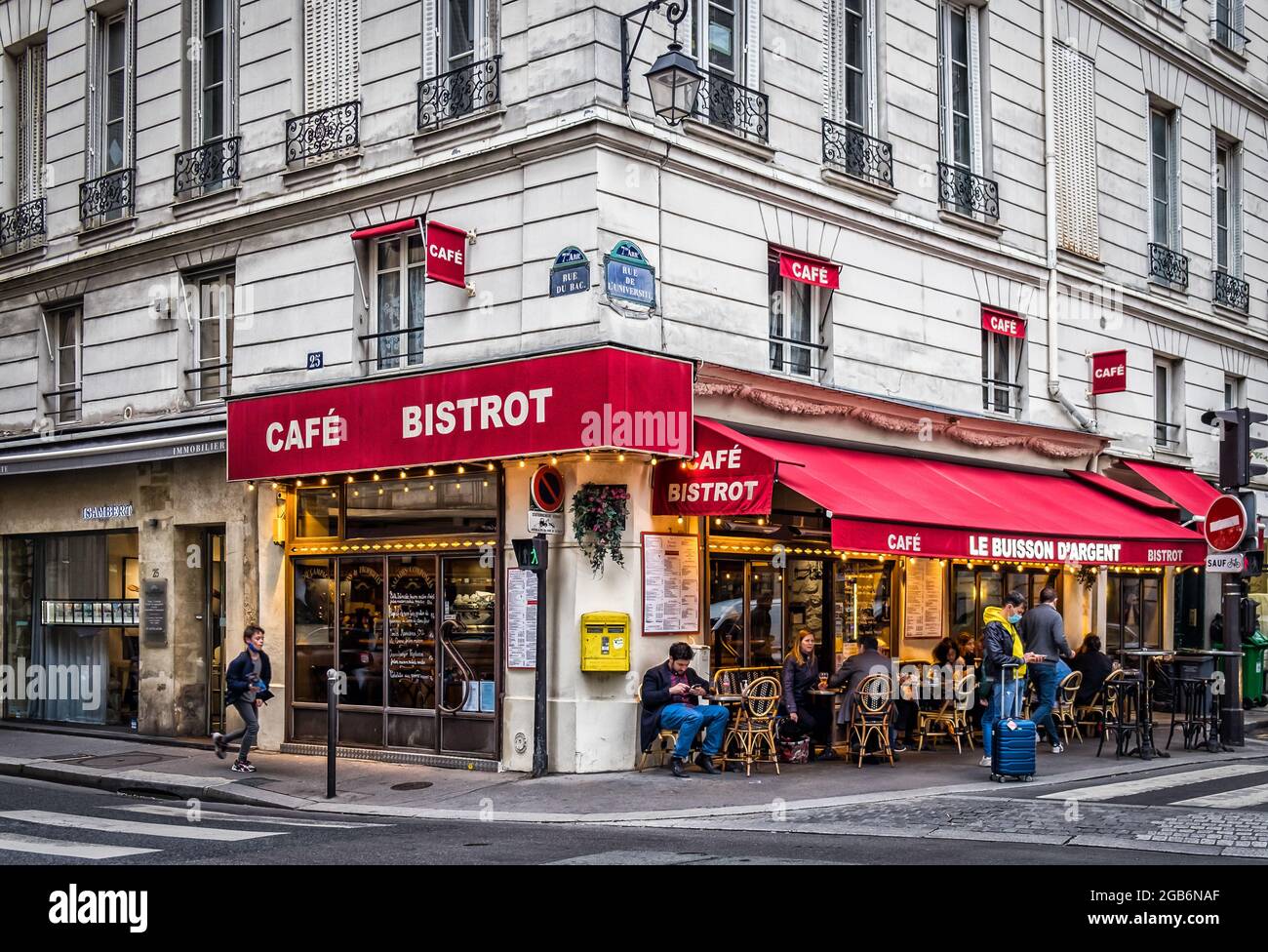 Paris, Frankreich, 2020. Februar, Blick auf „Le Buisson D'Argent“, ein Restaurant` im 7. Bezirk der Hauptstadt Stockfoto